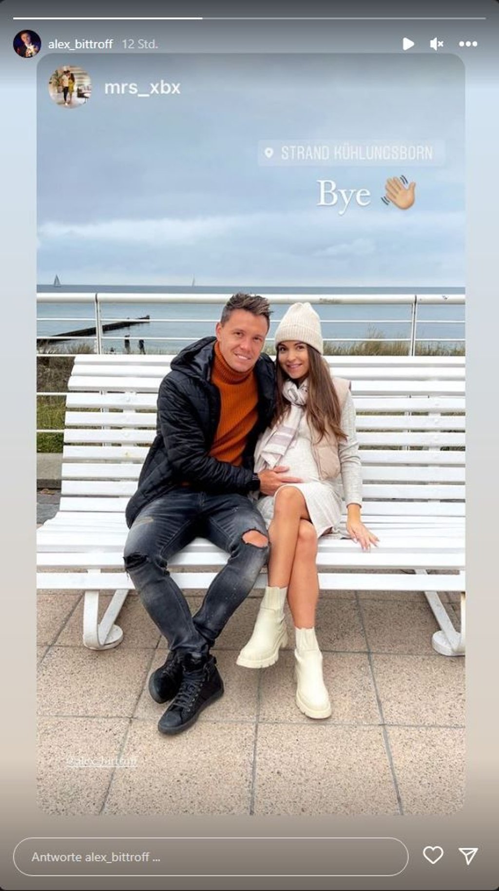 FCM-Abwehrspieler und künftiger Papa, Alexander Bittroff, gemeinsam mit seiner Ehefrau Anna. Sie machten einen Kurztrip nach Kühlungsborn.