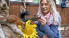 Jana Richter bei ihren Eichhörnchen, die nur allzu gern Leckerlis in Form von Nüssen oder auch Sonnenblumenkerne knabbern. 