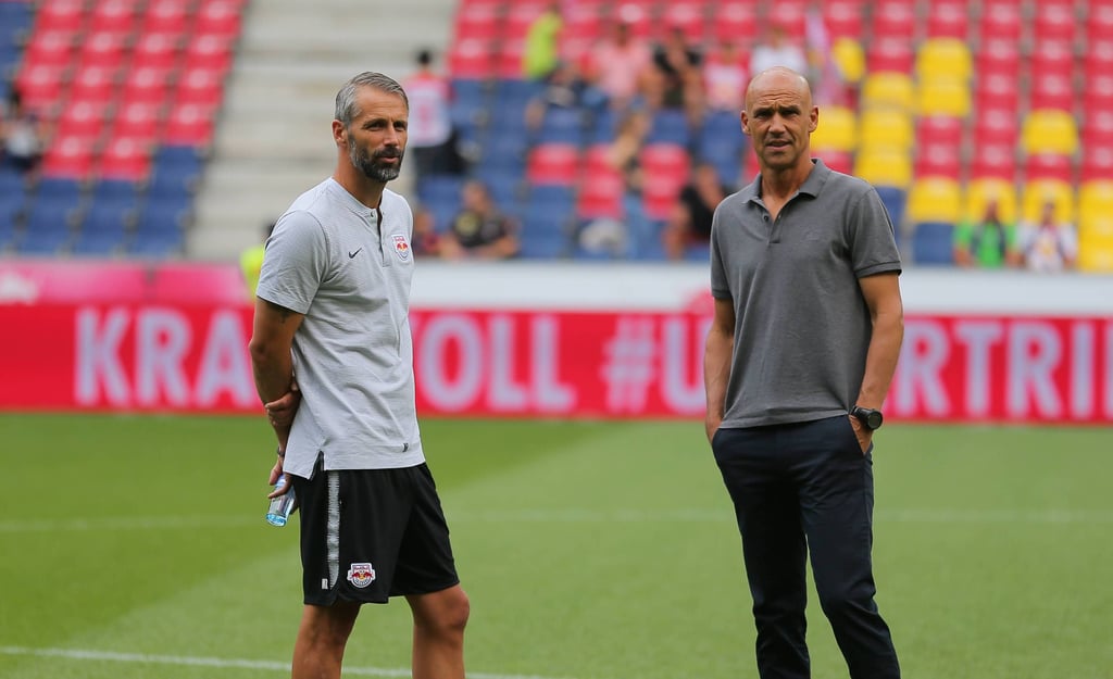 RB-Coach Marco Rose (l.) und Bochums Trainer Thomas Letsch trafen schon 2018 gegeneinander an