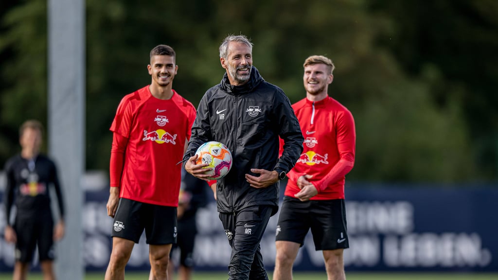 Stürmerversteher: Marco Rose mit André Silva und Timo Werner.