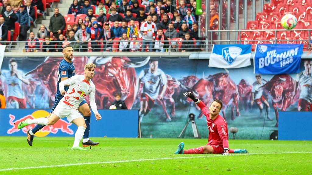 Sein fünftes Tor in dieser Saison, das 100. für RB Leipzig insgesamt: Timo Werner trifft zum 1:0.