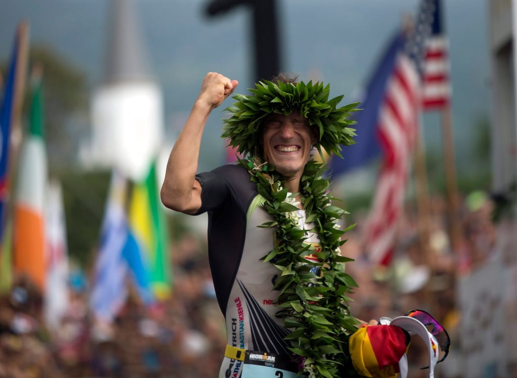 Der Deutsche Sebastian Kienle nach seinem Sieg bei der Ironman-Weltmeisterschaft 2014 auf Hawaii.
