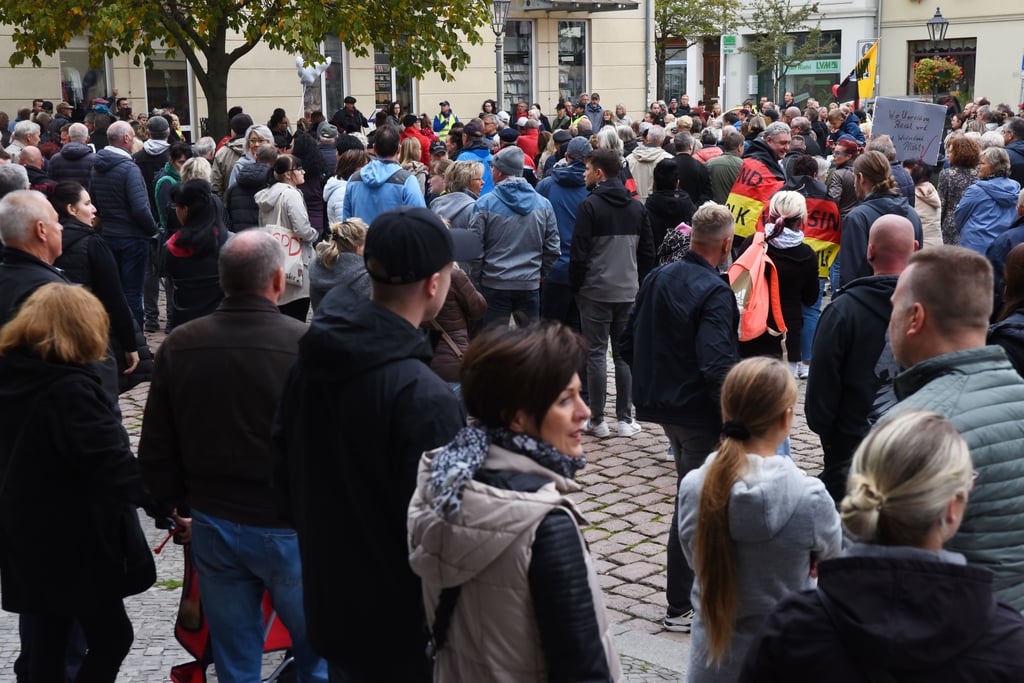 Die Demonstration am Tag der Deutschen Einheit in Köthen.