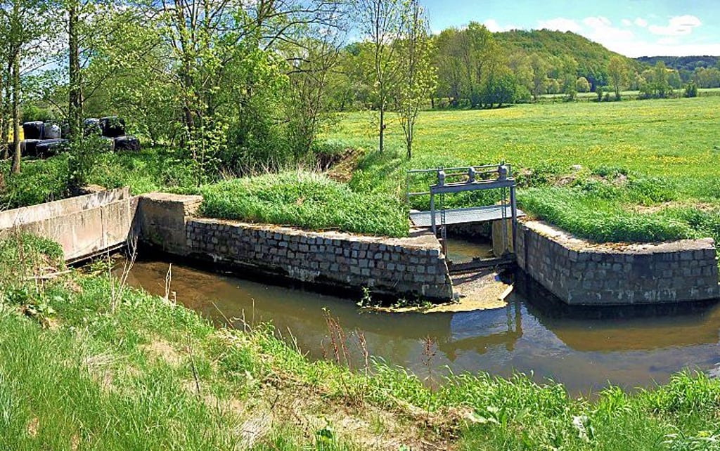 Der Floßgraben an ungefähr der Stelle, wo der Bau Richtung Pötewitz einst begann.