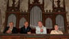 Herbert Schildhauer (von links), Jörg Schildhauer, Jens Haberland und Gerlinde Schildhauer freuen sich auf der Orgelempore über das gelungene Turmfest.