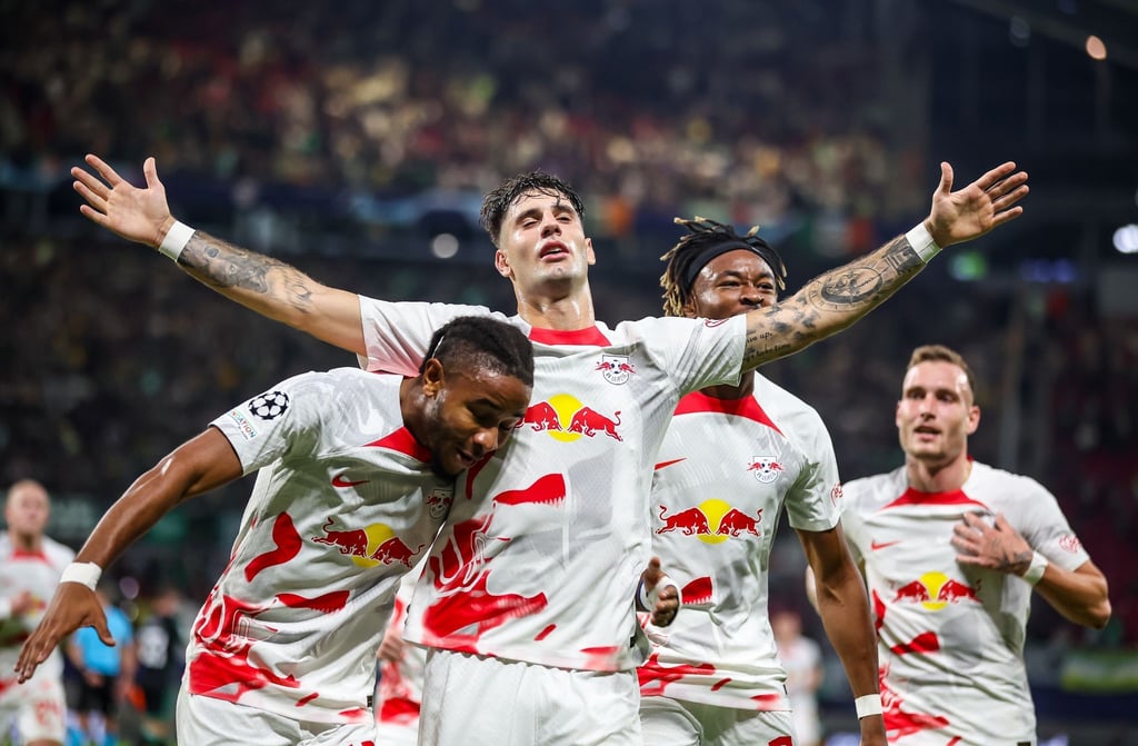 Die Leipziger Spieler feiern den Sieg gegen Celtic Glasgow.