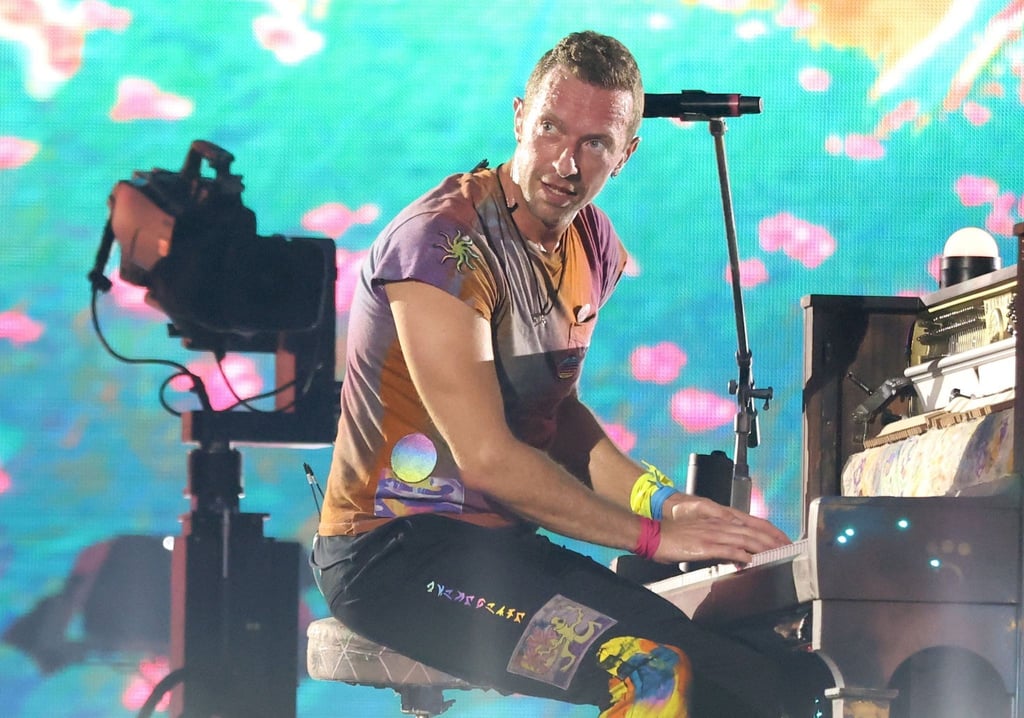 Coldplay-Sänger Chris Martin bei der "Music of the Spheres"-Tour im Wembley-Stadion in London.