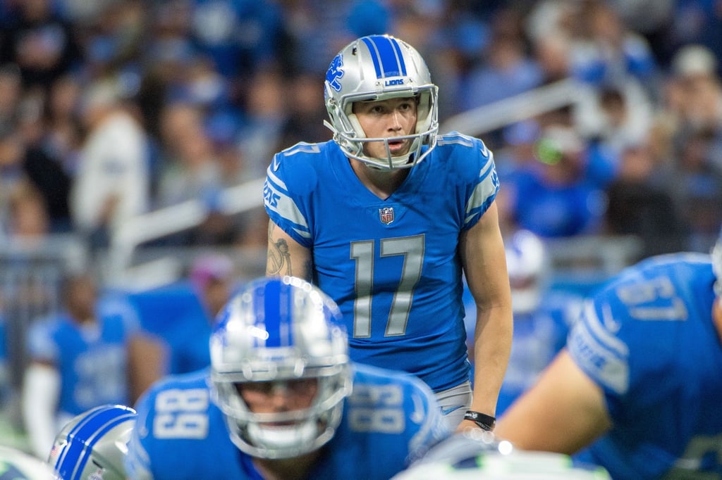 Detroit-Lions-Kicker Dominik Eberle (M) in Aktion.