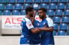 Leon Bell Bell (r.) und Mohammed El Hankouri (l.) vom 1. FC Magdeburg.