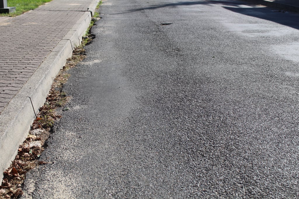 Zwischen Borden und Asphaltschicht ist Platz für Unkraut.