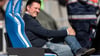 Magdeburgs Trainer Christian Titz sitzt im Stadion.