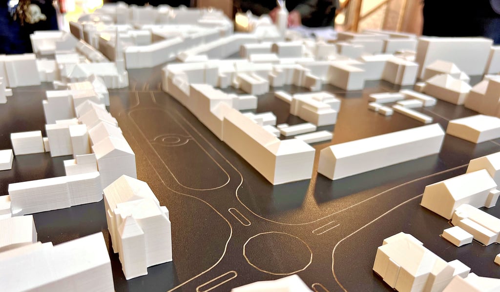 Zum ersten Bauabschnitt vom dreidimensionalen Stadtmodell im Maßstab 1:500 gehört auch der Albrechtsplatz.