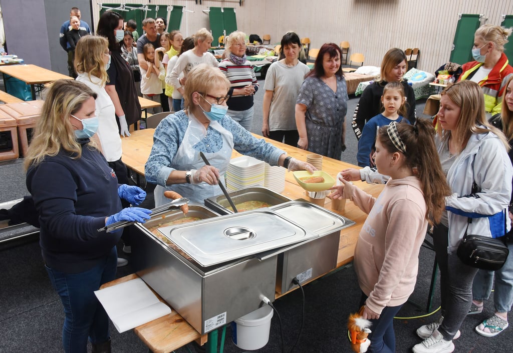 Aufnahmestützpunkt für Flüchtlinge aus der Ukraine in Bitterfeldv-Wolfen im April dieses Jahres: Sachsen-Anhalt hat bislang gut 28.000 Ukrainer aufgenommen.