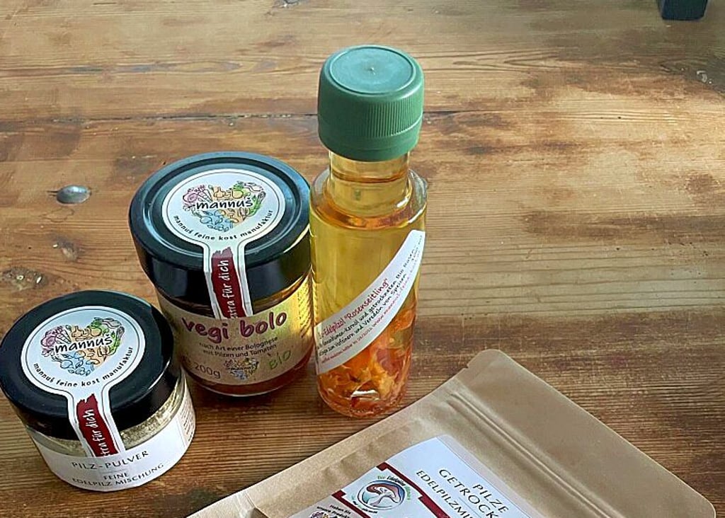 Produkte für die Altmark-Kiste von Bio Edelpilze Altmark und mannuš feine kost.