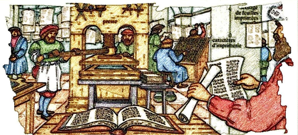 Im Annaburger Schloss unterhielt Kurfürst August neben eriner Bibliothek eine eigene Buchdruckerei, ähnlich der auf dem Bild.