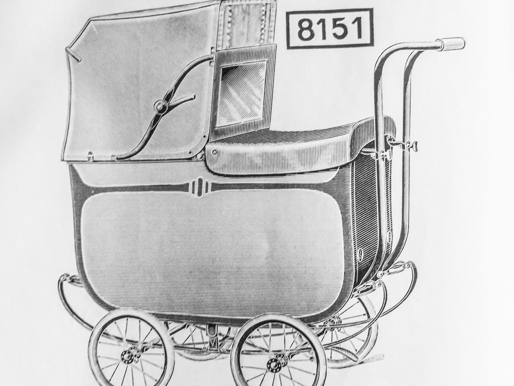 Hier ging es um Gesundheitsförderung: Opel-Kinderwagen mit eingebauter Lüftungsanlage aus dem Katalog von 1932.