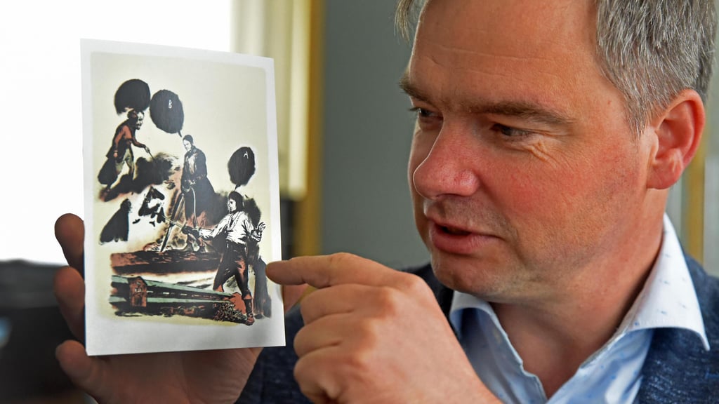 Seine bisherige Amtszeit beschreibt Ascherslebens OB Steffen Amme mit dieser Grafik von Neo Rauch.