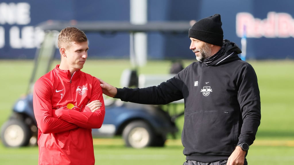 "Ein herausragender Fußballer": RB-Trainer Marco Rose (l.) und der lange verletzte Dani Olmo.