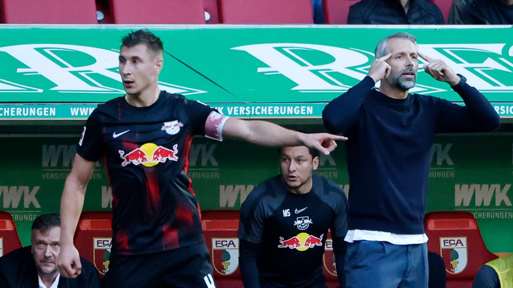 RB-Kapitän Willi Orban (l.) und Trainer Marco Rose