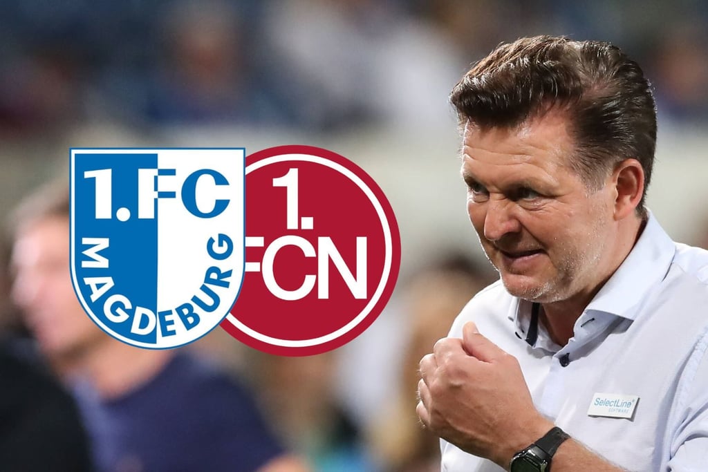 Der 1. FC Magdeburg spielt am Sonntag gegen den 1. FC Nürnberg. FCM-Cheftrainer Christian Titz (r.).
