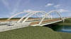 Eine rund 80 Meter lange Stabbogenbrücke soll die Autobahn 14 zukünftig über den Mittellandkanal führen.