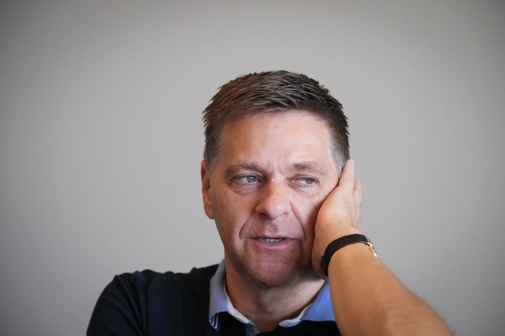 Oliver Ruhnert, Geschäftsführer Profifußball und Leiter der Lizenzspielerabteilung des 1. FC Union Berlin, beim Interview mit der dpa.