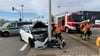 Bei dem Unfall auf der Delitzscher Straße wurde der Wagen des Verursachers schwer beschädigt.