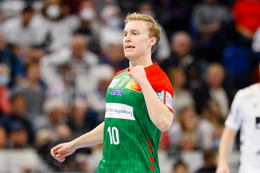 Magdeburgs Gisli Kristjansson jubelt.