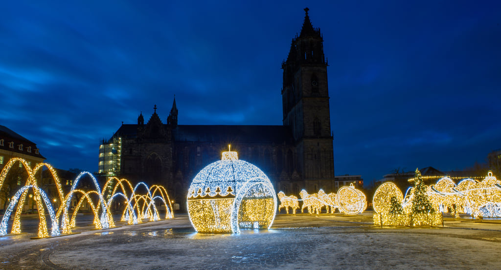 Die Lichterwelt in Magdeburg. Nun beteiligt sich Intel mit einer eigenen Installation.