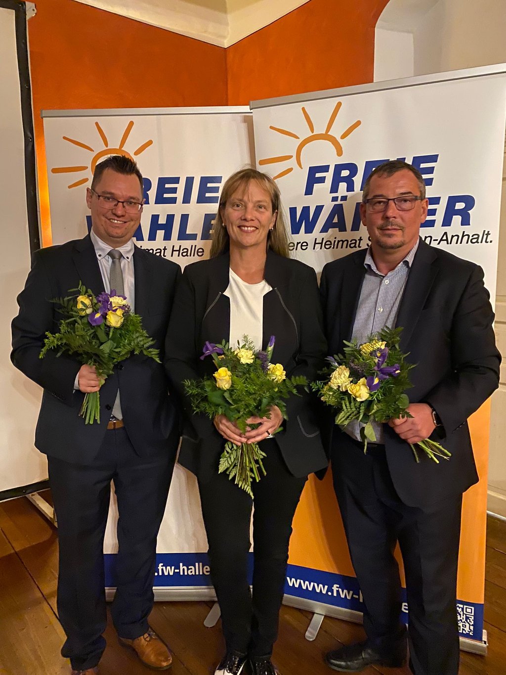 Der neue Landesvorstand der Freien Wähler Sachsen-Anhalt: André Weber, Andrea Menke und Falko Kadzimirsz (v.l.)