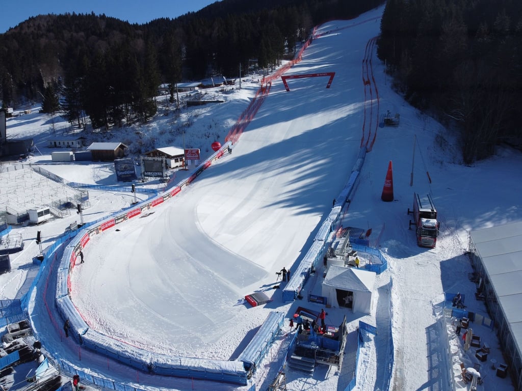Der Zielbereich der Kandahar-Abfahrt in Garmisch-Partenkirchen.