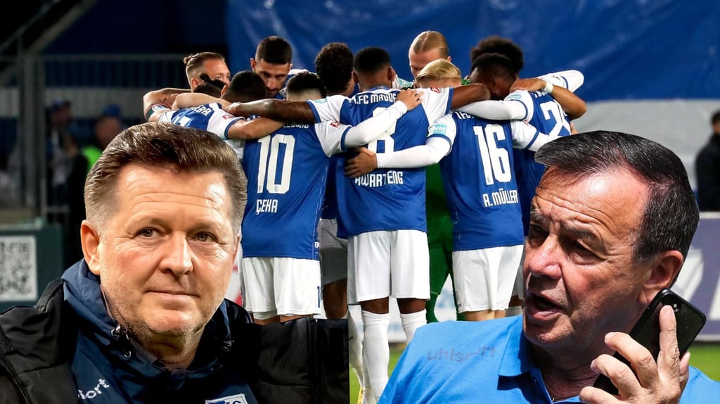 1. FC Magdeburg-Cheftrainer Christian Titz (l.) und Geschäftsführer Sport beim FCM, Otmar Schork (r.). Was passiert in der Winterpause beim Club?