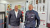 Fred Brehmeier und Tobias Trabitz von der Polizei im Präventionsmobil des LKA in Wittenberg 