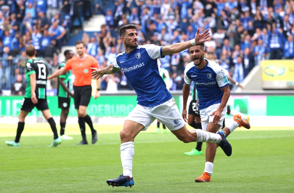 Gute Transfers des 1. FC Magdeburg: Abwehrmann Cristiano Piccini (vorne) und der variable Mohammed El Hankouri.