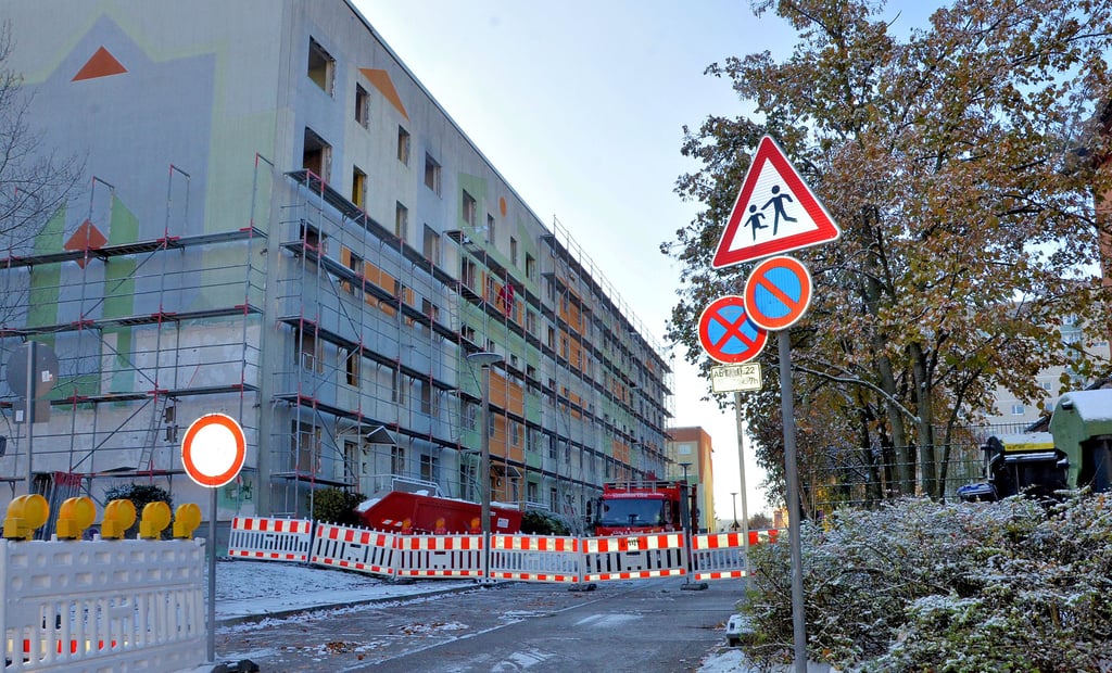 In der Prager Straße steht heute ein Gerüst. Bis Weihnachten wird dort gebaut.