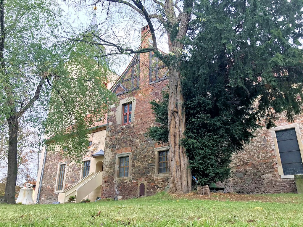 Die Barleber Dorfkirche steht nicht nur Gläubigen offen, sondern auch touristischen Gästen als Oase der Ruhe. Die Außenfassade des Kichenschiffes sowie der südlichen Sakristei mit der Fachwerkloge soll im nächsten Bauabschnitt saniert werden und einen schützenden Deckputz erhalten.