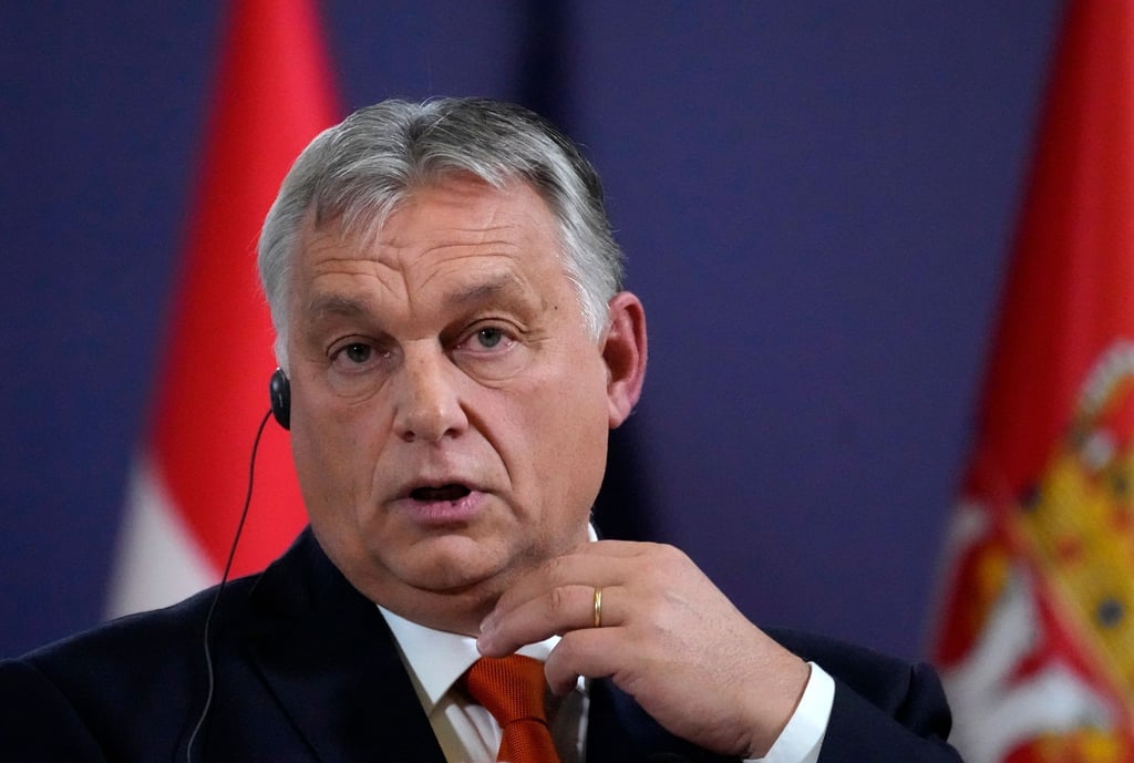 Viktor Orban, Ministerpräsident von Ungarn, auf einer Pressekonferenz.