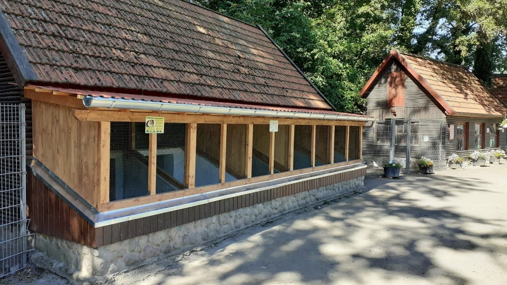 Die neue Holzkonstruktion des Kleintierhauses im Tierpark Salzwedel.