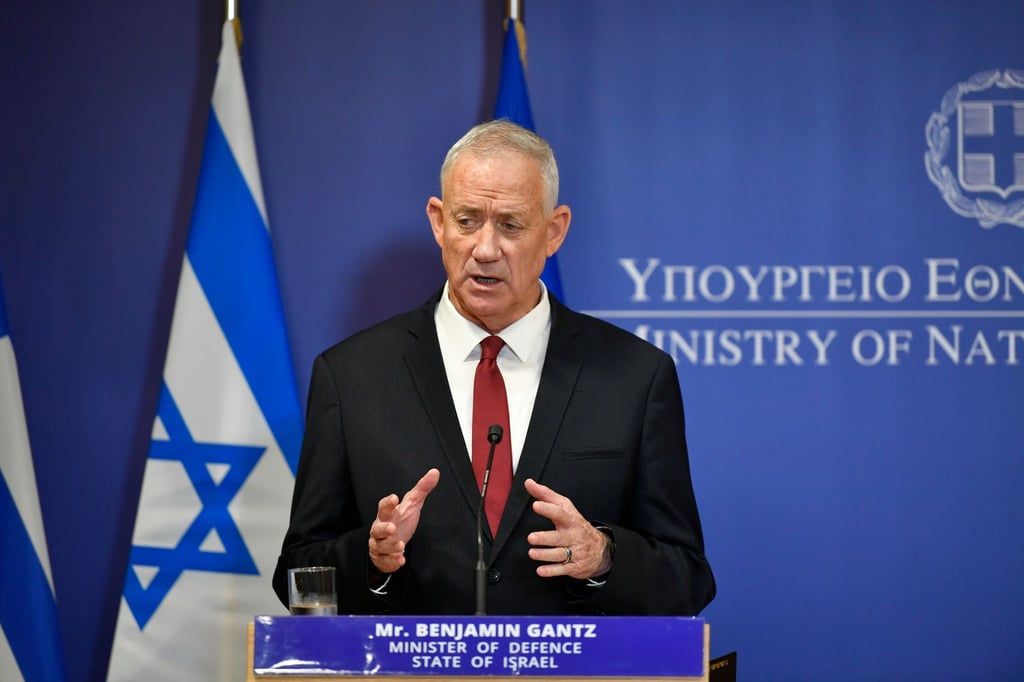 Israels Verteidigungsminister Benny Gantz während einer Pressekonferenz.