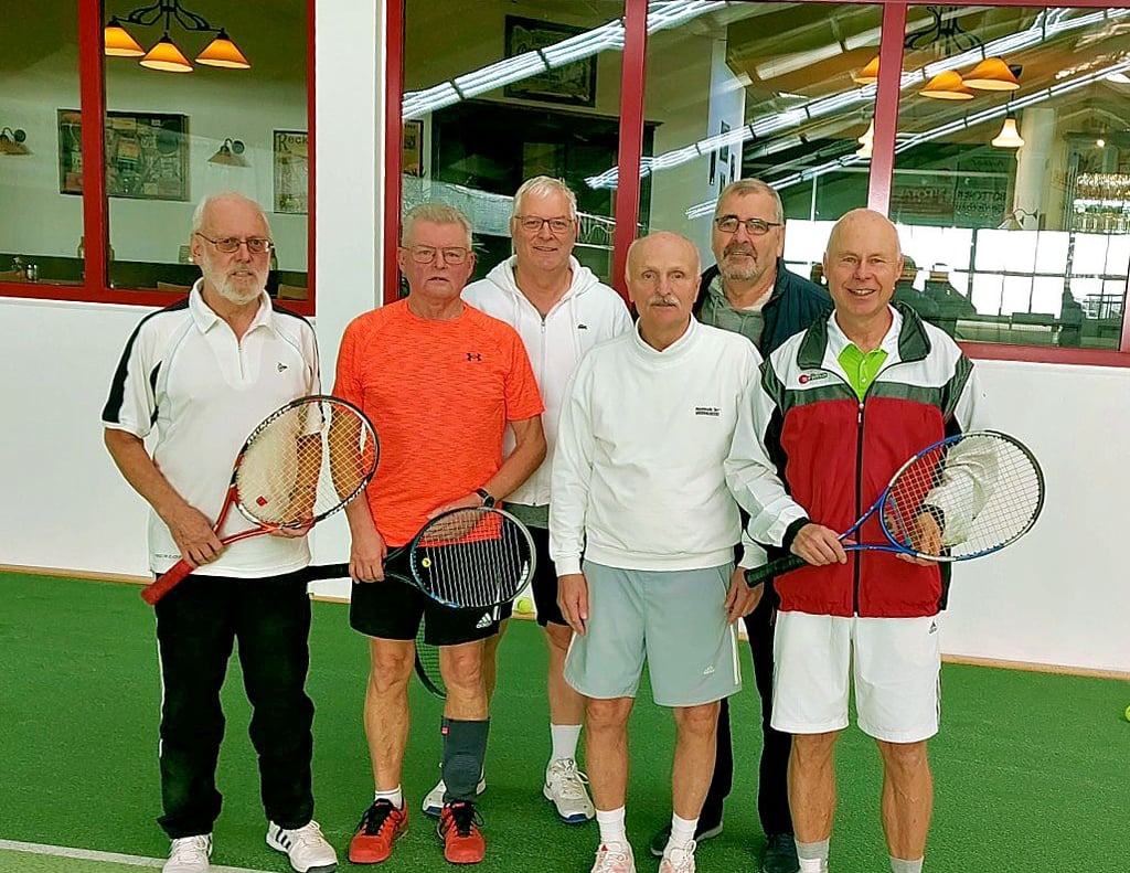 Die BTC-Oldies: Peter Kleefeld (v.l.), Jürgen Kraus, Andreas Ebert, Andrzej Chendynski, Jürgen Kannenberg und Lutz Püffeld.