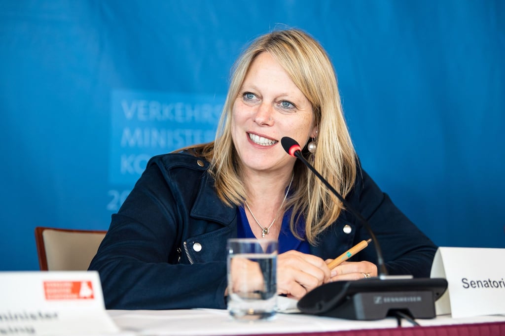 Maike Schaefer (Grüne), Vorsitzende der Verkehrsministerkonferenz und Senatorin in Bremen, spricht.