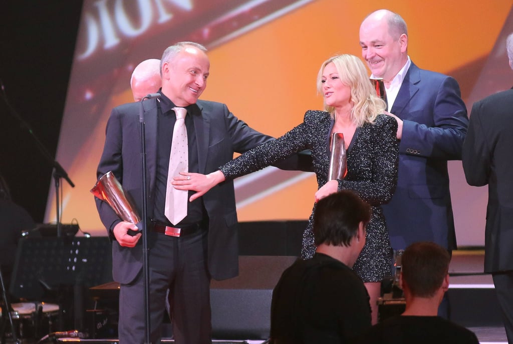 Manager Uwe Kanthak (links) und Helene Fischer bei den LEA Awards 2016 in Frankfurt