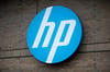 Das Logo der Computerfirma HP an der Geschäftsstelle in Böblingen.