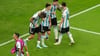 Siegen für das gute Gefühl: Die Argentinier feiern das 2:0 gegen Mexiko.