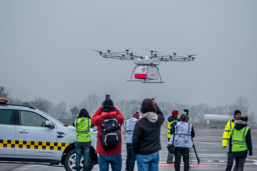 Die Volo-Drone absolvierte Tests am Flughafen Cochstedt.
