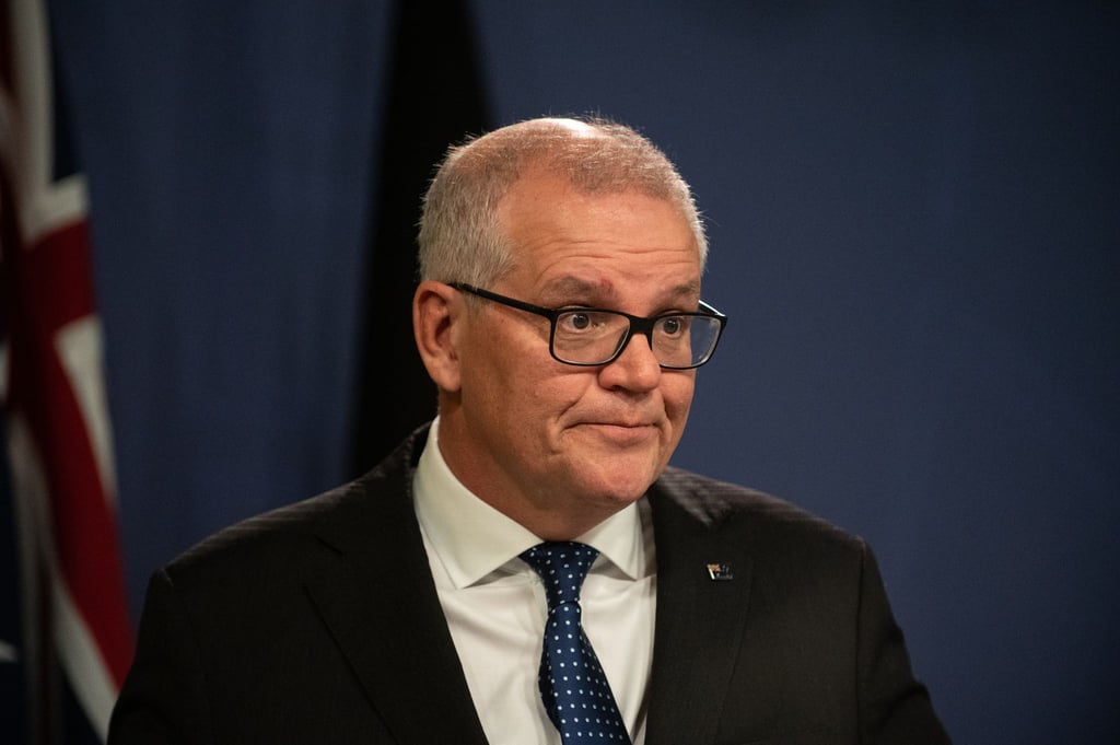 Australiens ehemaliger Premierminister Scott Morrison bei einer Pressekonferenz in Sydney.