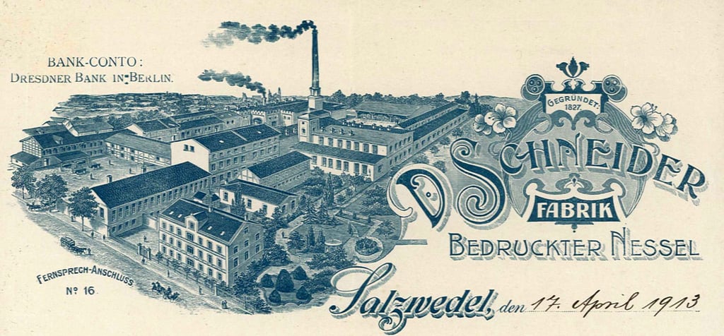 Ein historischer Briefkopf der Fabrik D. Schneider in Salzwedel.