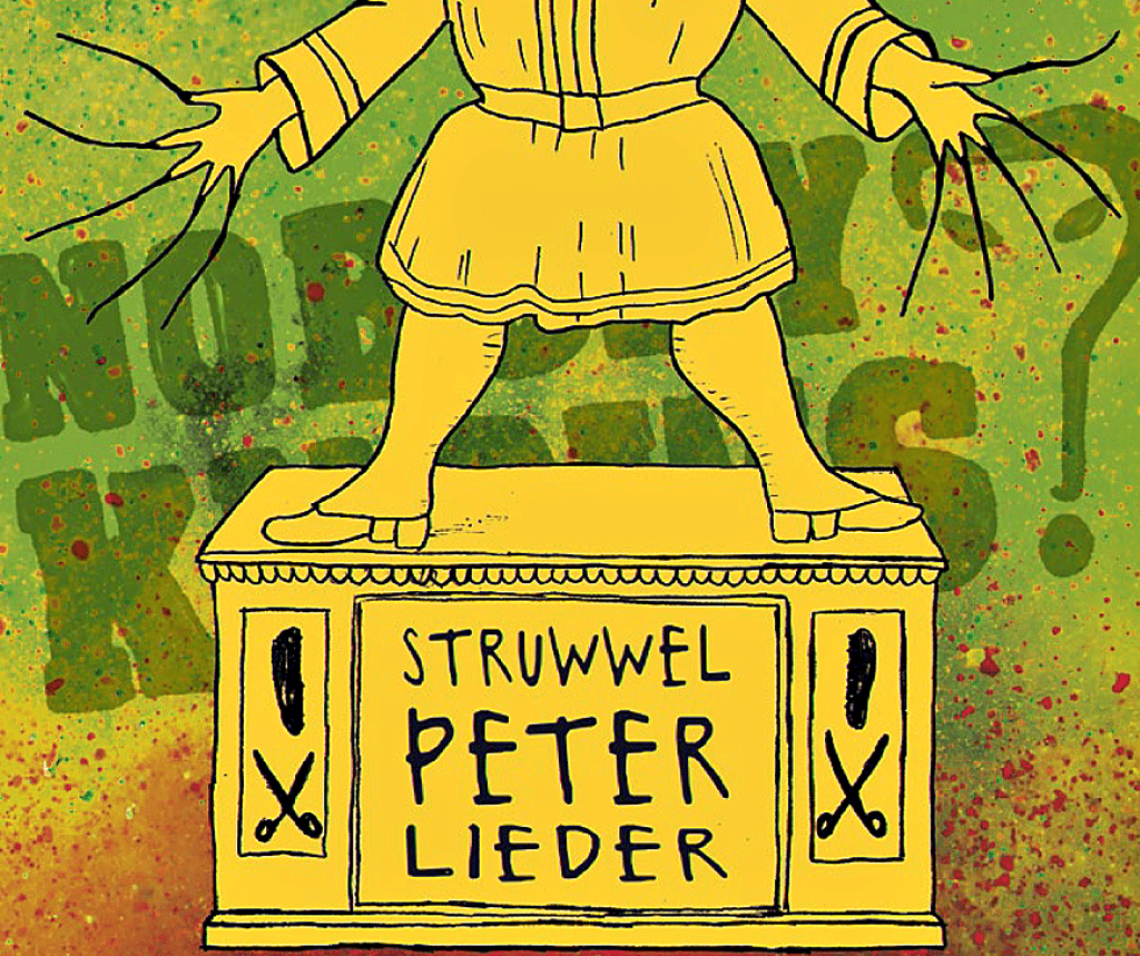 Die Booklet-Titelseite zum neuen Album „Struwwelpeter-Lieder“ von Nobody Knows greift das bekannte Motiv von Heinrich Hoffmanns Buch auf.