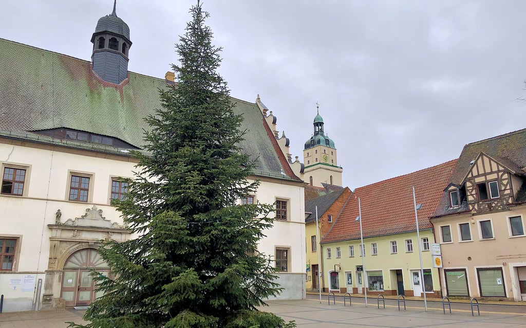 Blick auf Rathaus und Stadtkirche in Bad Schmiedeberg. Das Areal hat zum Sanierungsgebiet gehört.