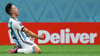 Argentiniens Lautaro Martínez jubelt nach seinem entscheidenden Treffer im Elfmeterschiessen.